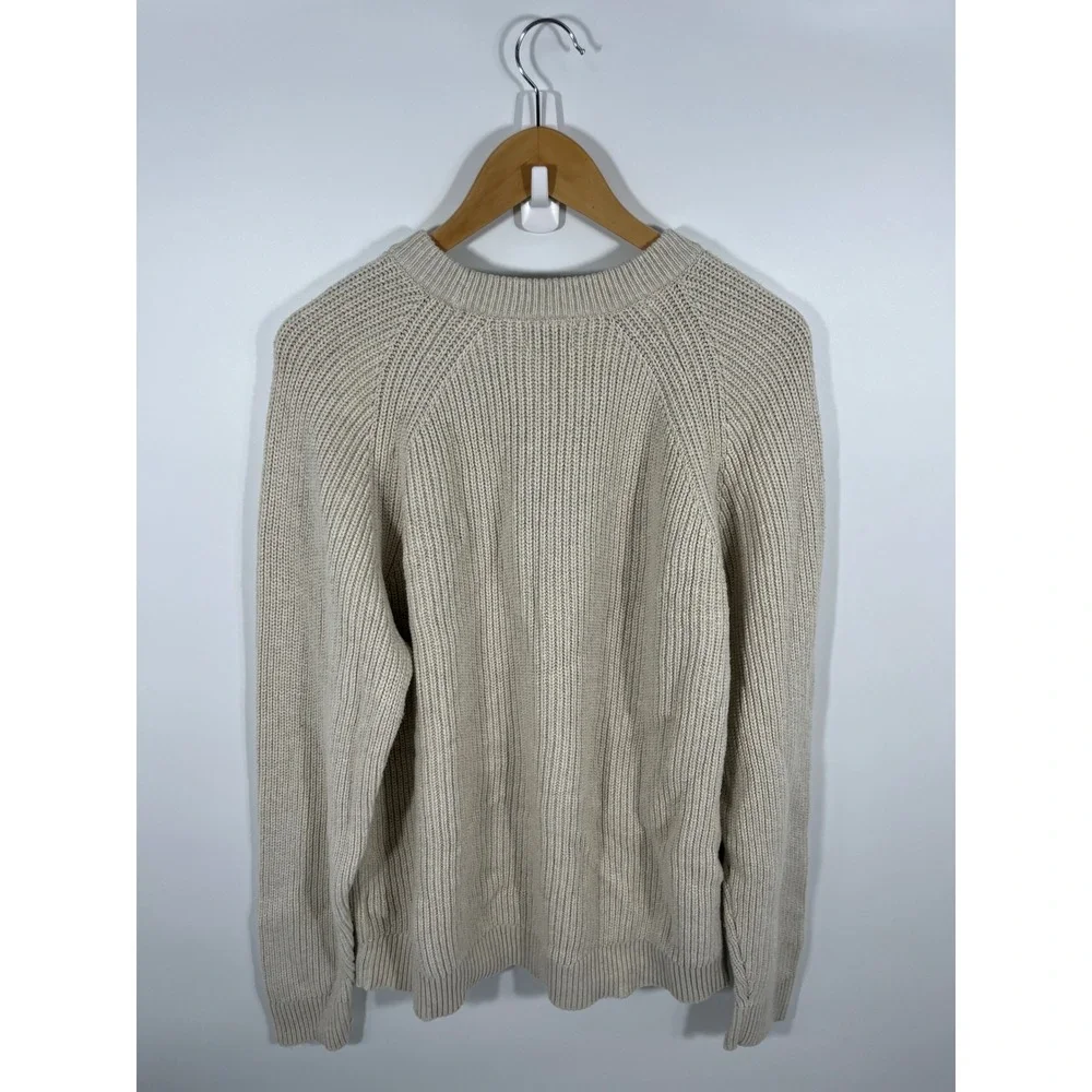 J Crew Men Crewneck Chunky Knit Sweater 2XL Beige Minimalist Capsule New England